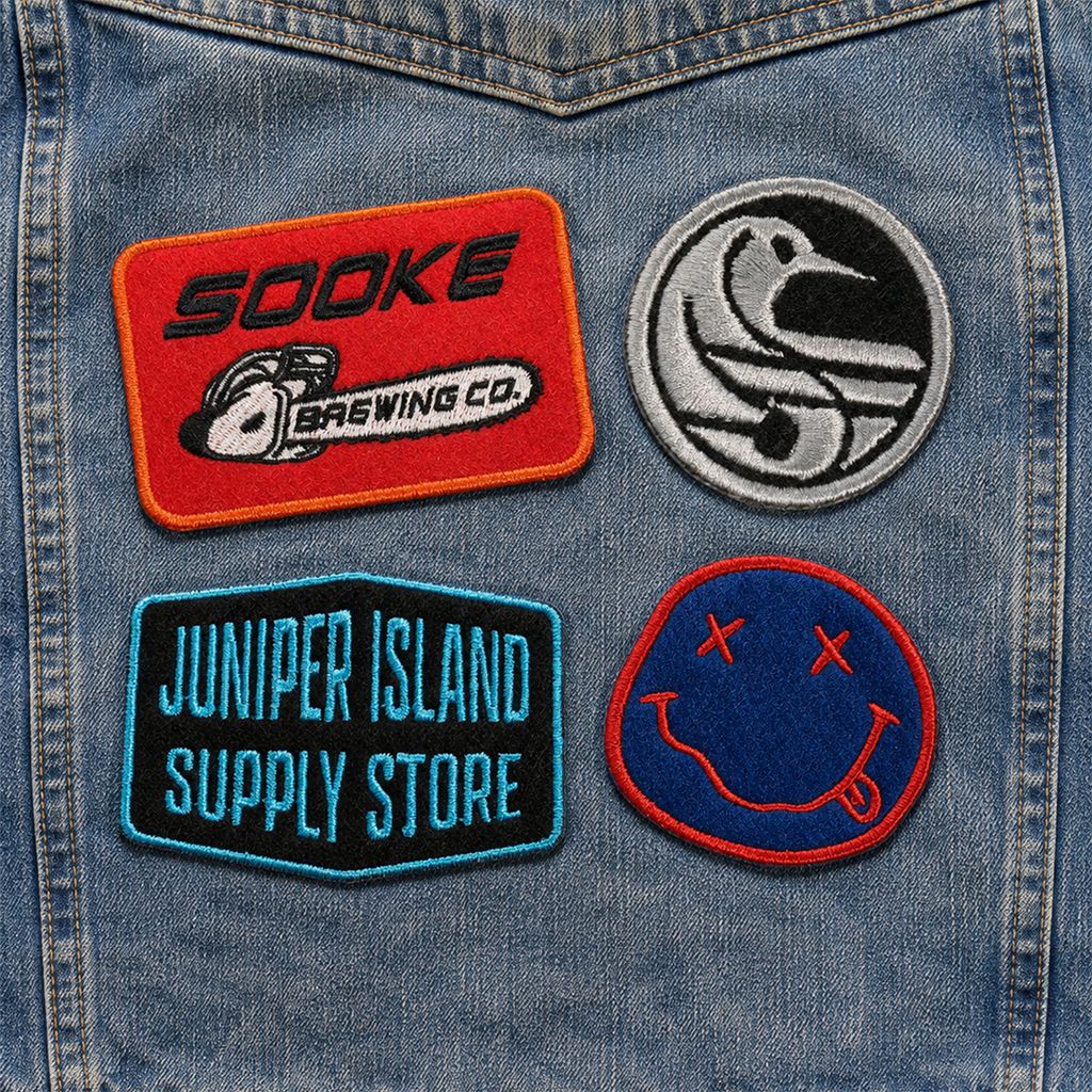Detail of the texture and construction of embroidered felt patches